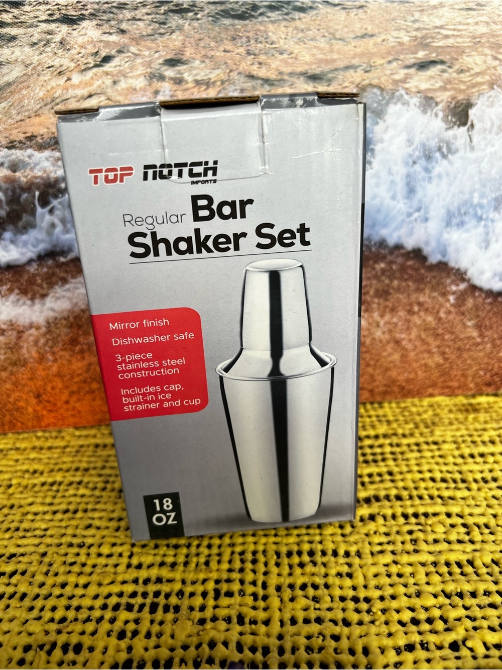 Top Notch 18 oz stainless steel bar shaker set.